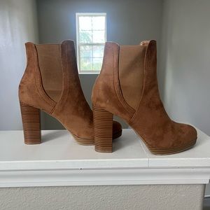 Tall brown ankle boots